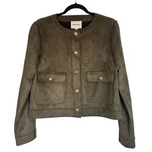 NWT Industry Women's Olive Green Medium Faux Suede Jacket Blazer
